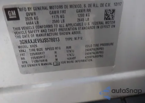 2018 Chevrolet Equinox Lt from USA, damaged, VIN 3GNAXJEV9JS578013